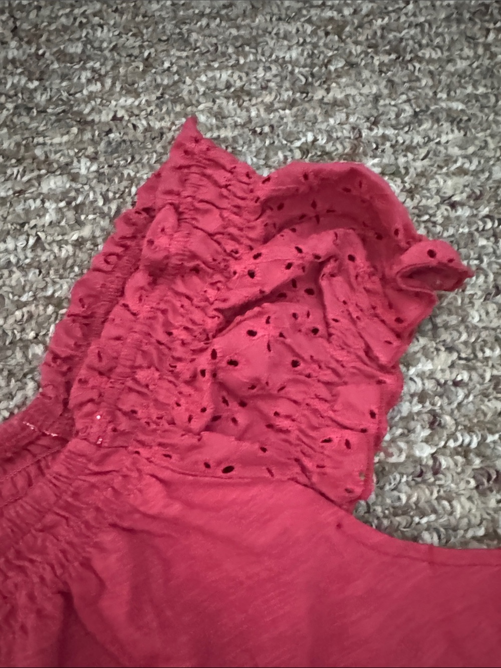 Maurices Raspberry Red Eyelet Ruffle Tie-Neck Tank - Picture 4 of 4